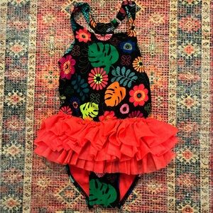 Floral Ruffle Kids Swimsuit